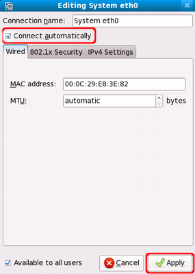 Network Manager; Set to Connect Automatically